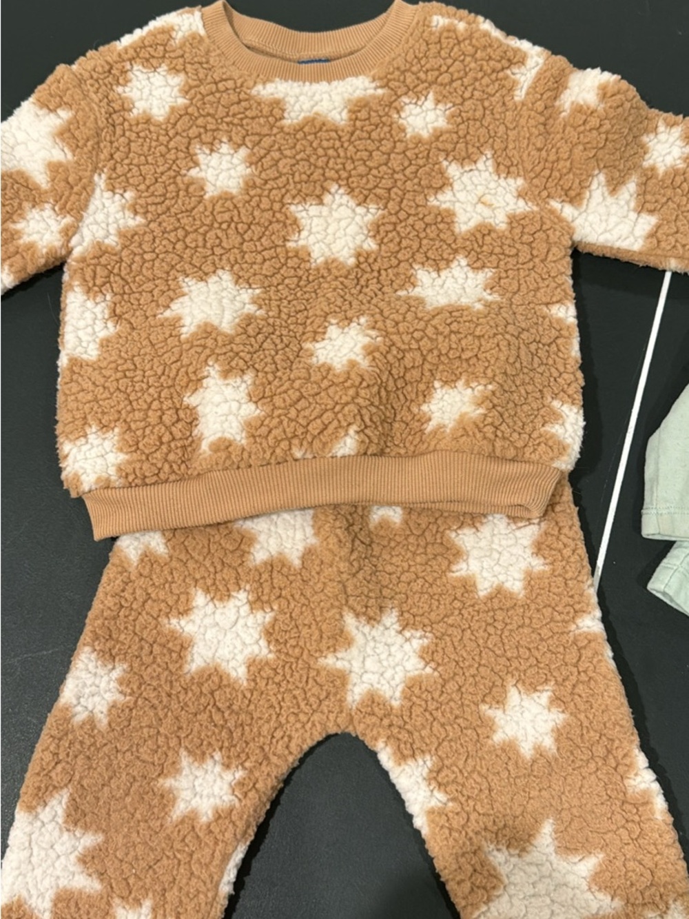 GAP Mint Polar Bear Top with Brown Star Sherpa matching set, carters blue knit - Picture 3 of 3